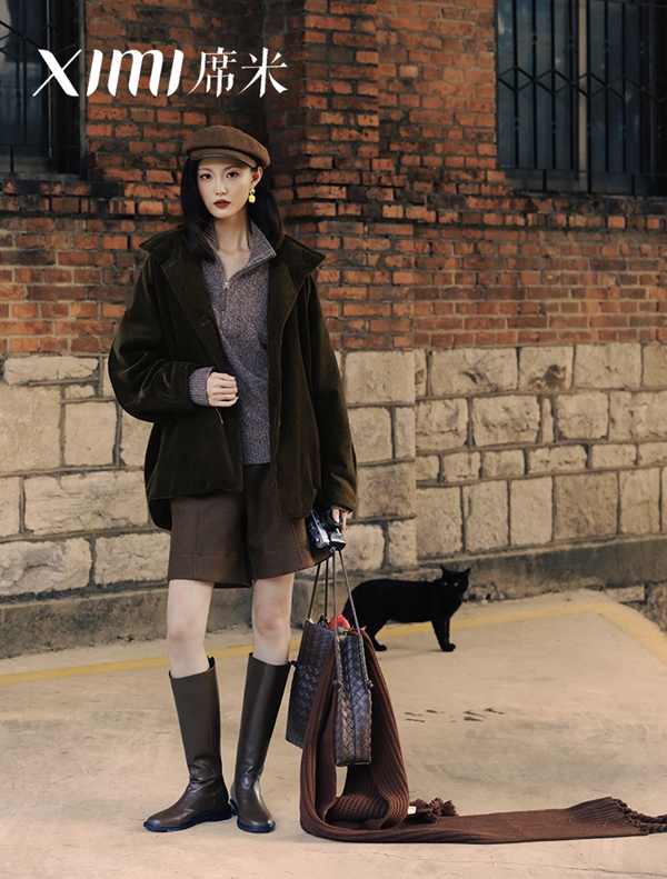 復古墨綠寬松外套